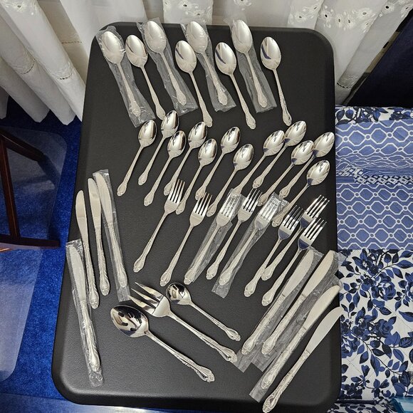 Vintage National Stainless Korea Flatware - 36 pcs. + 3 Serving Pcs. - Picture 1 of 13